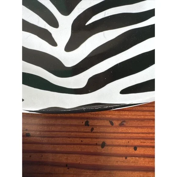 Set Of 5 - 222 Fifth Zebra Print 8.25” Square Salad/Dessert Plate Fine China